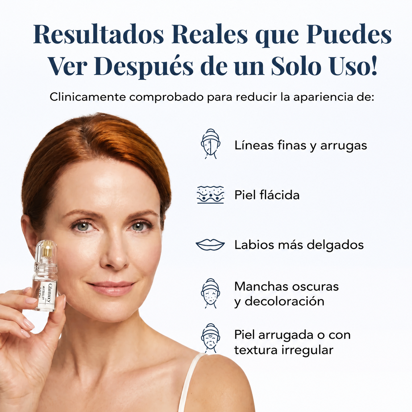 Luce una piel más firme y  joven. Sin necesidad de inyecciones.